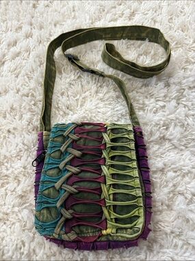 THE COLLECTION ROYAL Y2K Boho Multicolor Woven Crossbody Bag Hippie Festival Fun